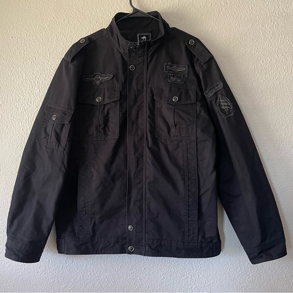 Znentianlang Casual Utility Bomber Jacket Men’s L Black Airborne Zip Up Button - Picture 1 of 16